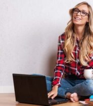 A woman sitting on floor